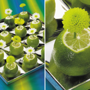 Segnaposto floreali green flash fatti con lime