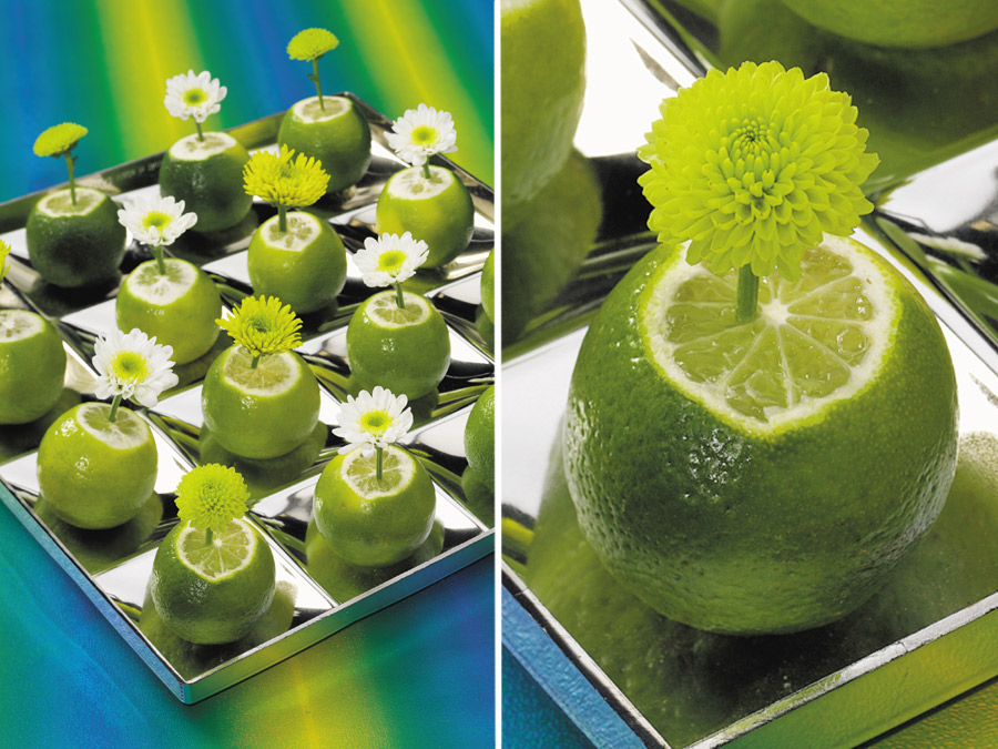 Segnaposto floreali green flash fatti con lime